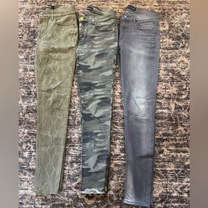 Express Women's Straight Leg Jeans - Olive, Camouflage, Gray